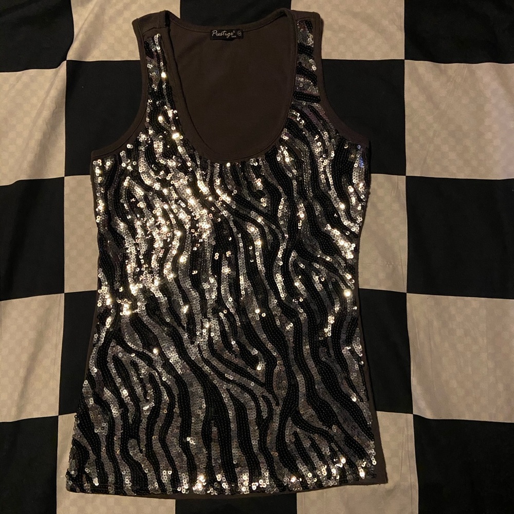Sequin Zebra Top